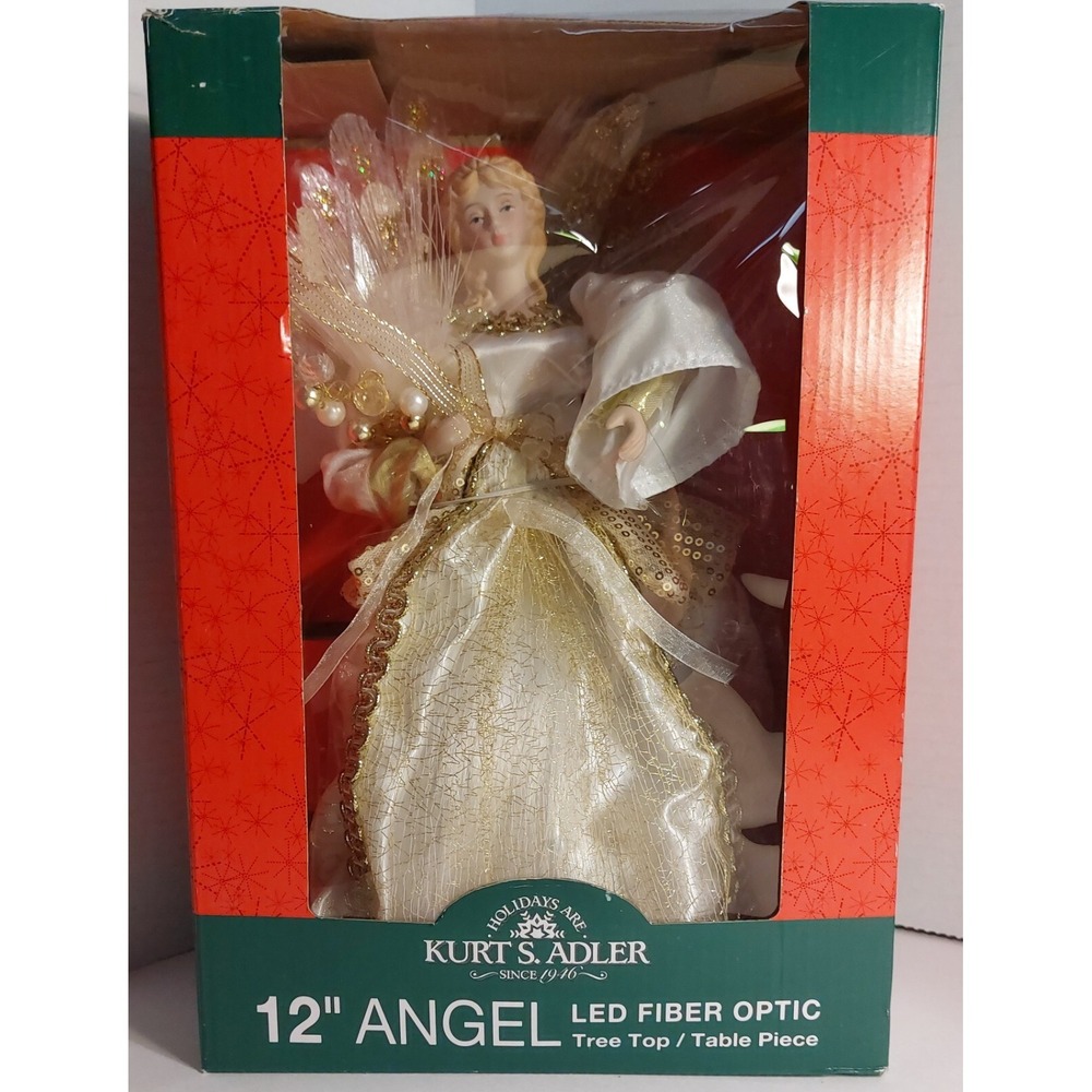 Kurt Adler Ivory/Gold‎ Fiber Optic LED Angel Christmas Tree Topper see video